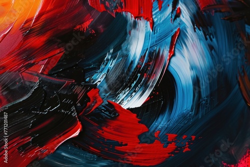 Vibrant brush strokes capturing intense emotions on canvas, characterizing contemporary artwork. photo