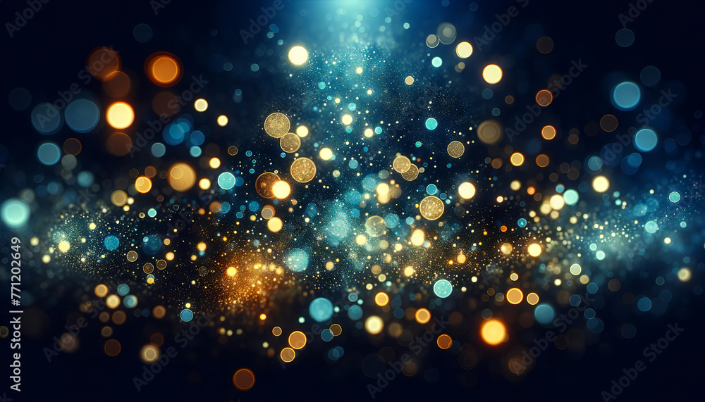 Blue and gold Abstract background and bokeh on New Year's Eve. AI generative. Blue and gold Abstract background and bokeh on New Year's Eve. AI generative.