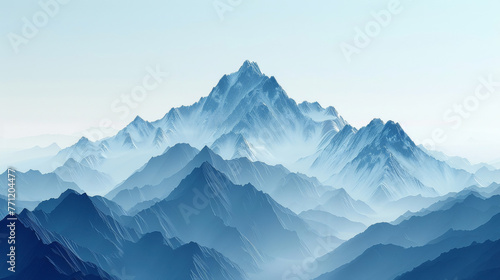 Peak shadow in the late afternoon, 3D illustration of a mountain's silhouette,