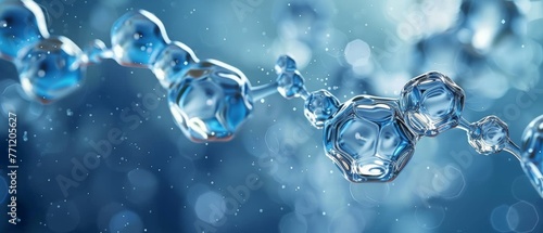 3D visualization of hexagonal water molecules, science meets art, high realism,