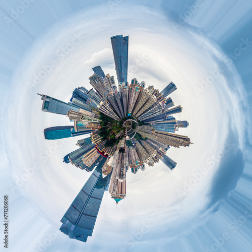 The city center of Chongqing, China is densely populated with high-rise buildings, which are very developed