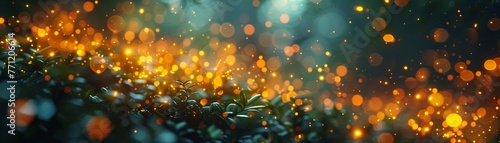 Luminous Symphony A fireflys glow in closeup, showcasing the beauty and tranquility of its light, set against the orchestra of the nights natural sounds , vray