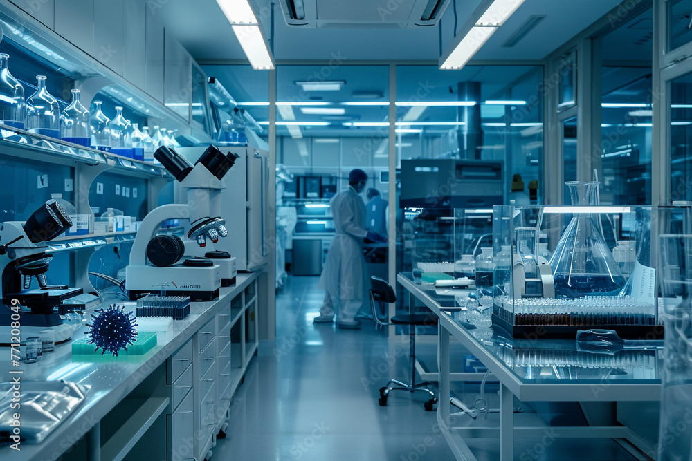 Fototapeta premium Closeup of a microscope in a laboratory