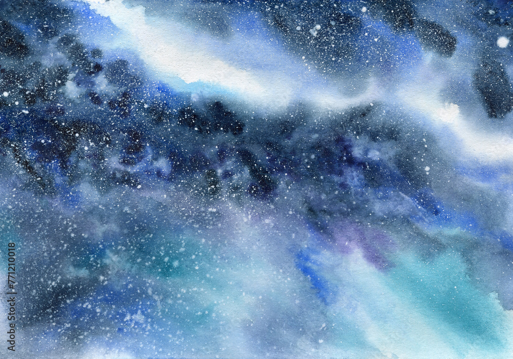 Watercolor illustration of outer space, nebula, galaxies, clusters of stars and clouds. Hand drawn beautiful colorful abstract, fantasy background for design, poster, print, banner, greeting card Watercolor illustration of outer space, nebula, galaxies, clusters of stars and clouds. Hand drawn beautiful colorful abstract, fantasy background for design, poster, print, banner, greeting card