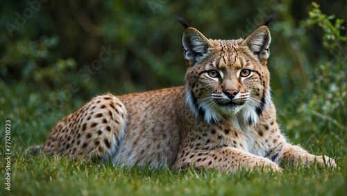 lynx sitting in jungle 
