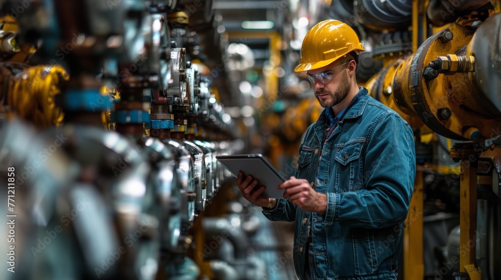 industrial worker holding tablet industrial worker holding tablet