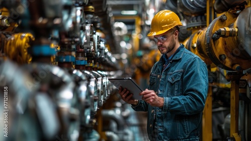 industrial worker holding tablet