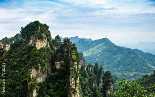 The beautiful scenery of Zhangjiajie Scenic Area in Hunan Province, China is characterized by rugged and steep rocks