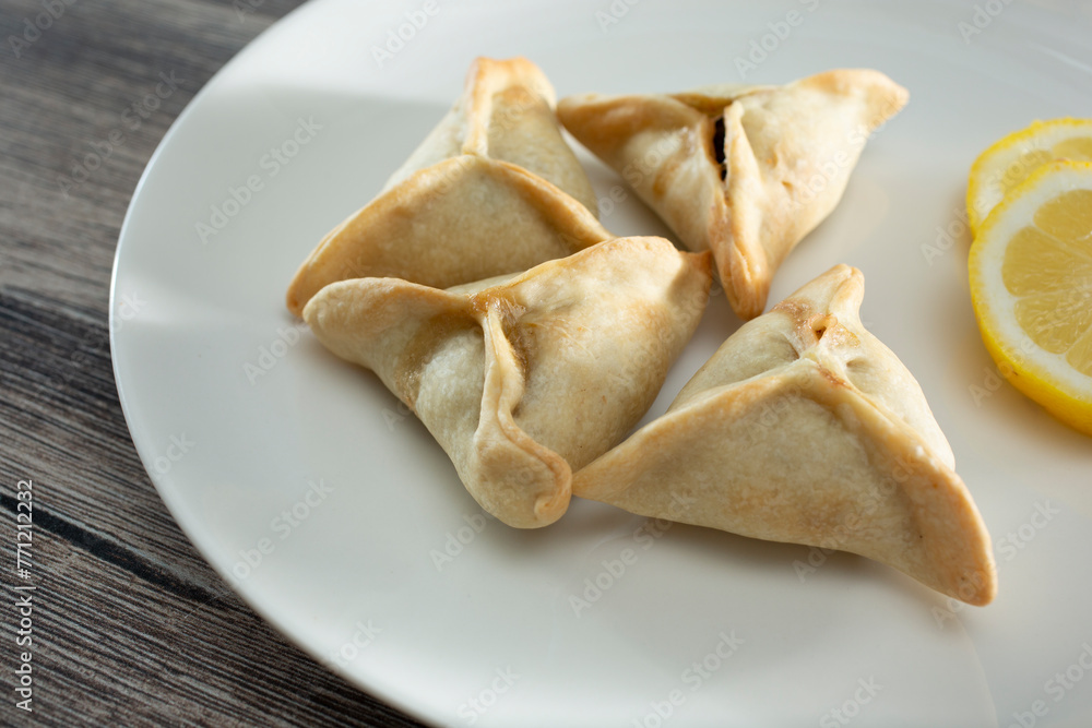 A view of a plate of fatayer. A view of a plate of fatayer.