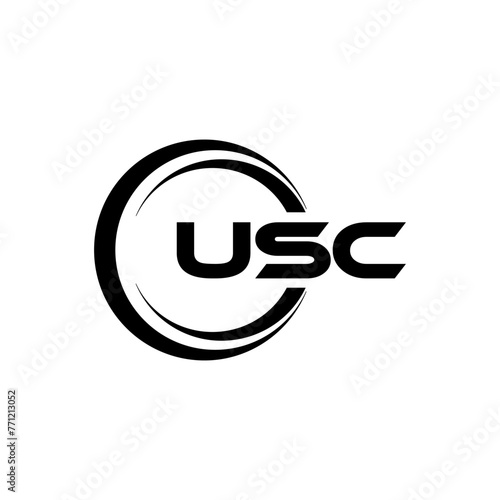 USC letter logo design with white background in illustrator, cube logo, vector logo, modern alphabet font overlap style. calligraphy designs for logo, Poster, Invitation, etc.