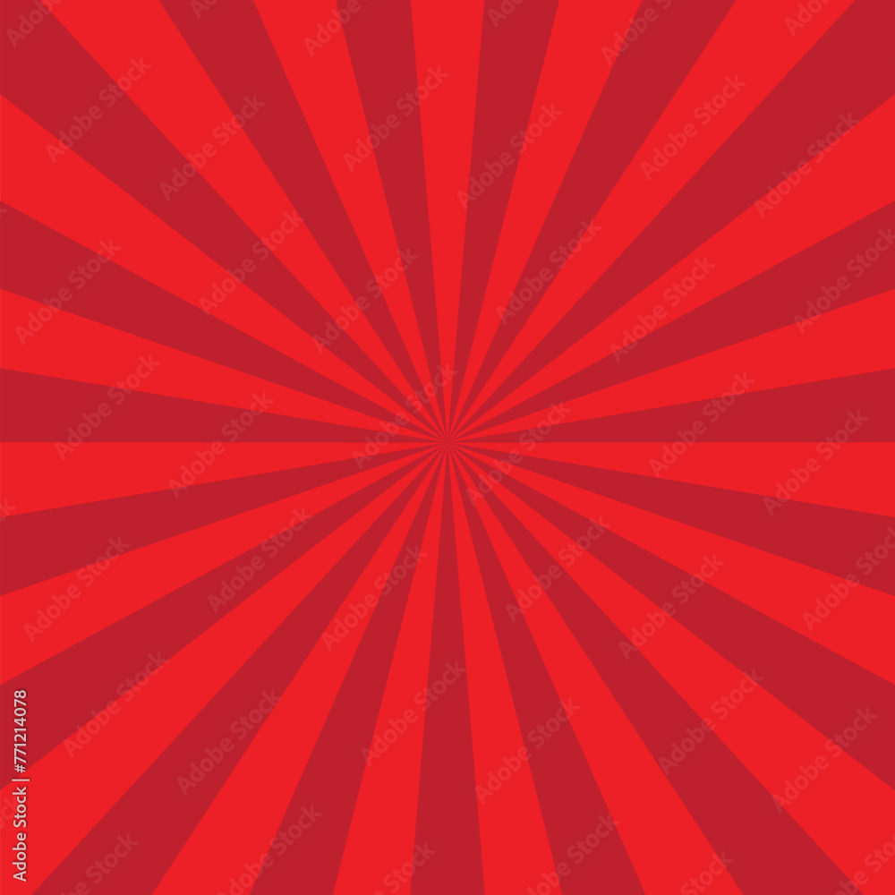 Red Sunburst Pattern Background. Rays. Radial. Abstract Banner. Vector Illustration