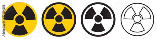 set of Radioactive icons nuclear symbol. Uranium reactor radiation hazard. Radioactive toxic danger sign design isolated on white background. Nuclear bomb symbol. Danger icons.