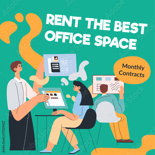 Rent best office space, monthly contracts banner