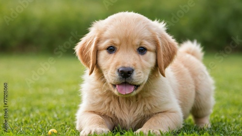 Playful Golden Retriever Puppy with Toy.