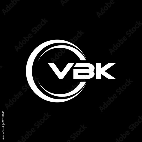 VBK letter logo design with black background in illustrator, cube logo, vector logo, modern alphabet font overlap style. calligraphy designs for logo, Poster, Invitation, etc. photo