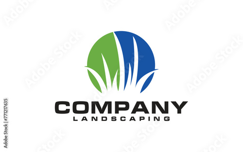 landscape logo for lawn or gardening business design template