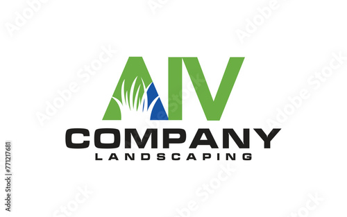 landscape logo for lawn or gardening business design template