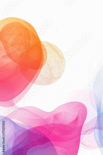 Colorful translucent spheres and shapes on gradient background. Soft, pastel-colored spheres with varying opacity overlap on a smooth blue to pink gradient backdrop, creating a dreamy, ethereal vibe