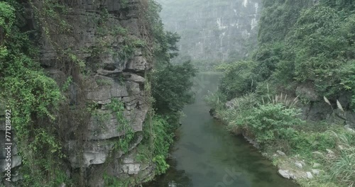 beautiful cliffs in ninh binh viet nam photo