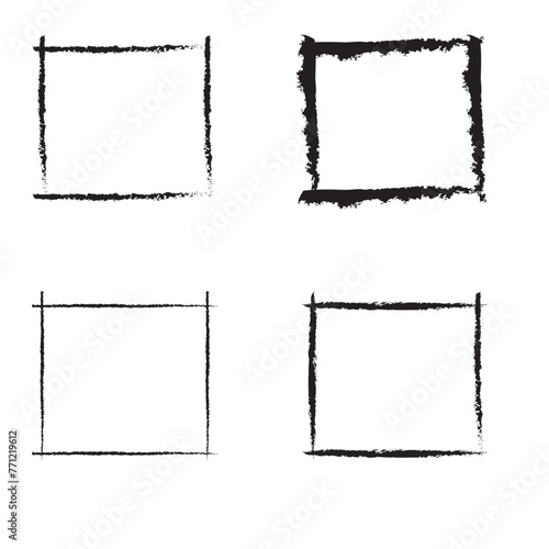 Hand drawn different type of sketch frame vector. Simple doodle pencil frame border shape. Hand drawn doodle scribble border element for text quote template. Pencil brush stroke style. 
