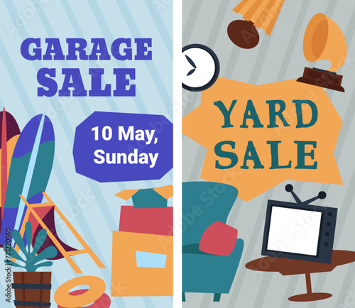 Garage and yard sale, buy unique second hand stuff