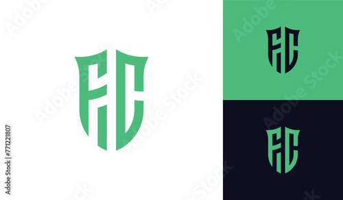 Emblem letter FC initial shield soccer football esport logo design