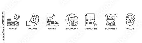 Cash flow banner web icon vector illustration concept for business and finance circulation with icon of money, income, profit, economy, analysis, business, and value 