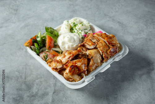 A view of a chicken shawarma entree. photo