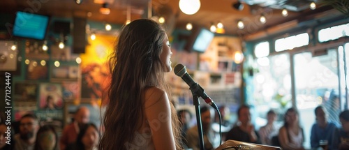 Ecopoetry slam  Earth Day inspired verses  intimate cafe setting  spotlight on speaker