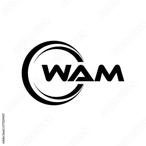WAM letter logo design with white background in illustrator, cube logo, vector logo, modern alphabet font overlap style. calligraphy designs for logo, Poster, Invitation, etc. photo