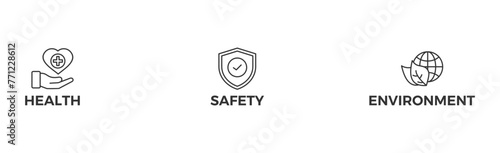 HSE banner web icon glyph silhouette Health Safety Environment in the corporate occupational safety and health	

