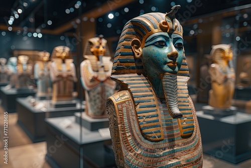 egyptian statues display in museum