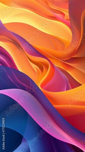Abstract neon colors. Minimal gradient in curved layers.