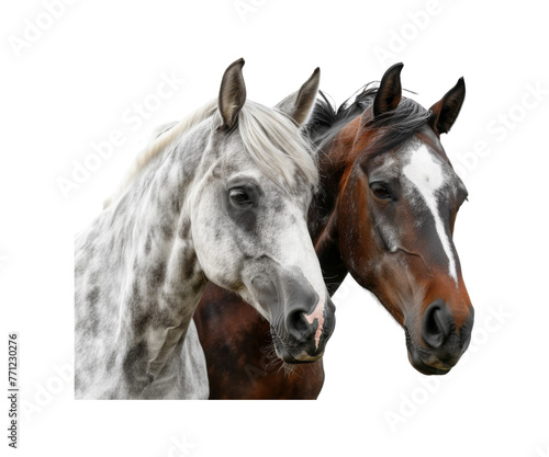 _Gray_horse_enjoying_bonding_interaction_togethe © I Love Png