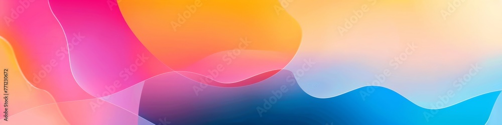 Obraz premium Colorful translucent spheres and shapes on gradient background. Soft, pastel-colored spheres with varying opacity overlap on a smooth blue to pink gradient backdrop, creating a dreamy, ethereal vibe