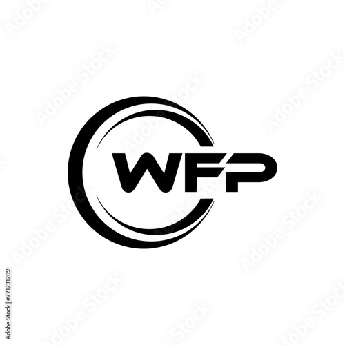 WFP letter logo design with white background in illustrator, cube logo, vector logo, modern alphabet font overlap style. calligraphy designs for logo, Poster, Invitation, etc. photo