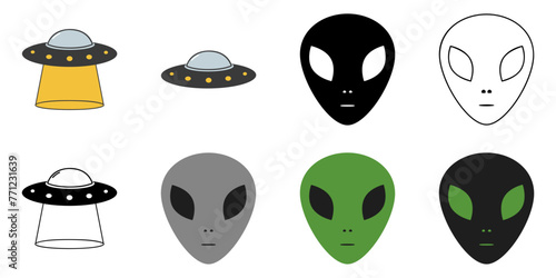 Alien & Flying Saucer SVG Icons Set