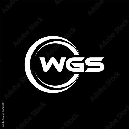 WGS letter logo design with black background in illustrator, cube logo, vector logo, modern alphabet font overlap style. calligraphy designs for logo, Poster, Invitation, etc. photo