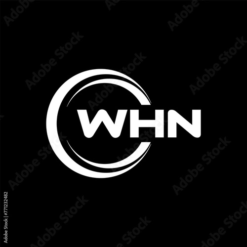 WHN letter logo design with black background in illustrator, cube logo, vector logo, modern alphabet font overlap style. calligraphy designs for logo, Poster, Invitation, etc.