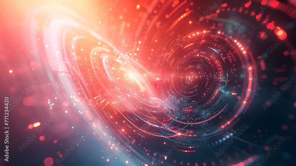 Fototapeta premium main elements make shields, white and blue rings, glowing spirals on the left side of the screen, with spiral elements