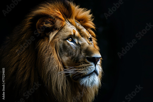 the face of a lion is seen against the black backgrou d131d432-fb4c-4244-82a2-f607d41ec9c2 3 photo