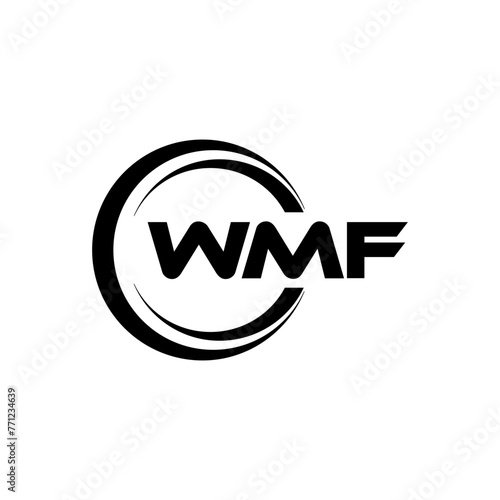 WMF letter logo design with white background in illustrator, cube logo, vector logo, modern alphabet font overlap style. calligraphy designs for logo, Poster, Invitation, etc.