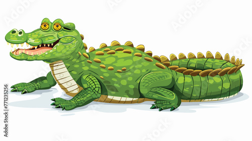 Cartoon crocodile isolated on white background Flat vector