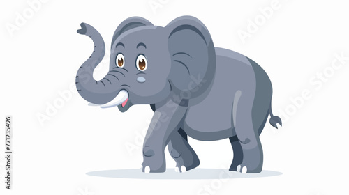 Cartoon elephant on white background Flat vector isolated