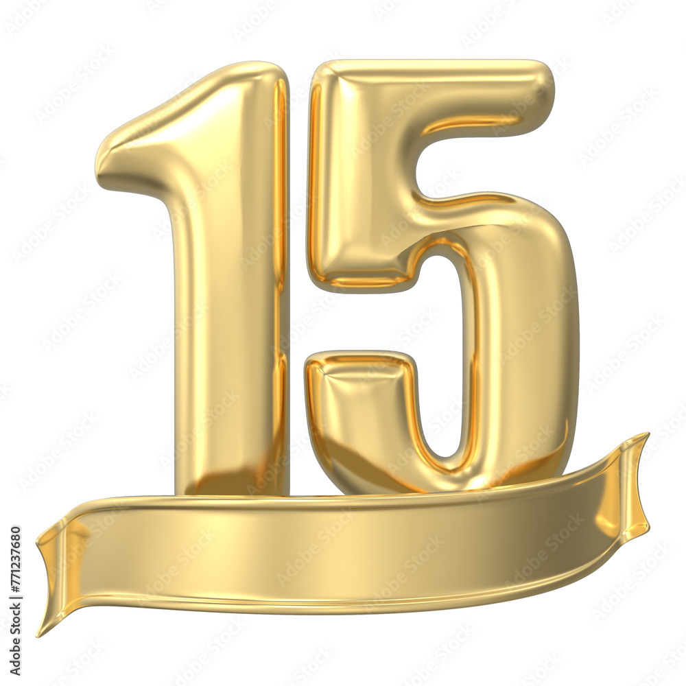 Anniversary 15 gold 3d numbers Anniversary 15 gold 3d numbers