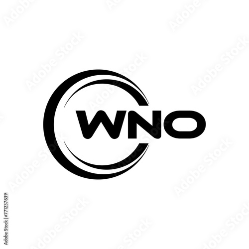 WNO letter logo design with white background in illustrator  cube logo  vector logo  modern alphabet font overlap style. calligraphy designs for logo  Poster  Invitation  etc.