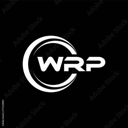 WRP letter logo design with black background in illustrator, cube logo, vector logo, modern alphabet font overlap style. calligraphy designs for logo, Poster, Invitation, etc. photo