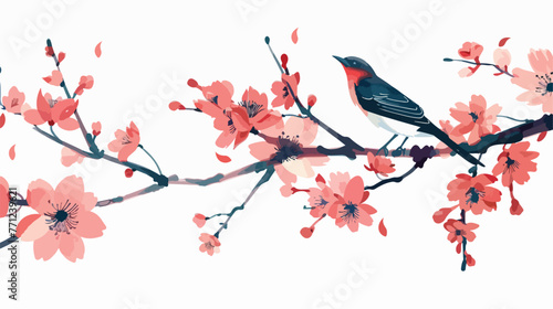 Blossom and the bird--chinese element--bird finding 