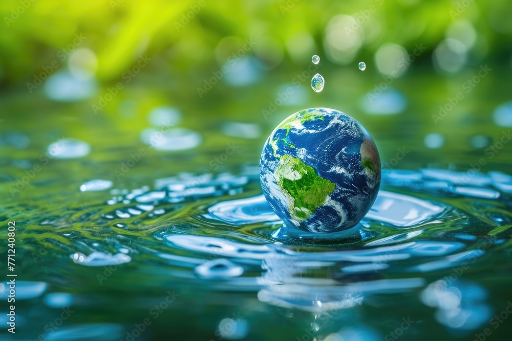 Earth on water drop Environment Earth Day Earth on water drop Environment Earth Day