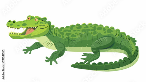 Cartoon crocodile isolated on white background flat vector